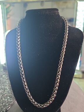 Vintage Gunmetal Braided Chain Necklace